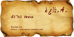 Öhl Anna névjegykártya
